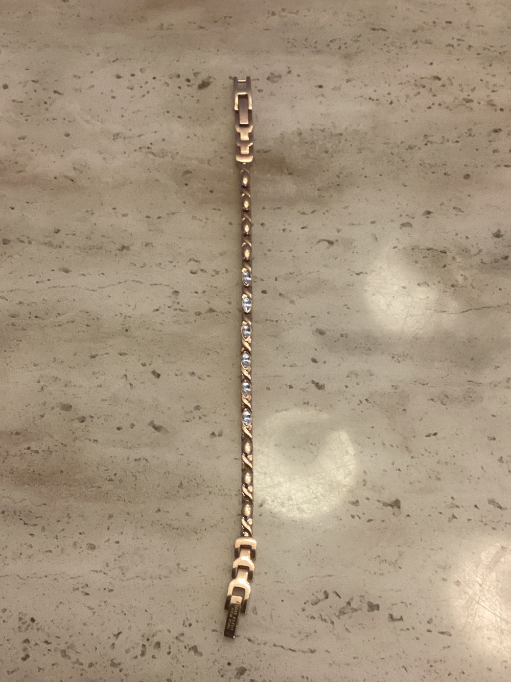 Gold-Tone Women's Tennis Bracelet with Clear Stones